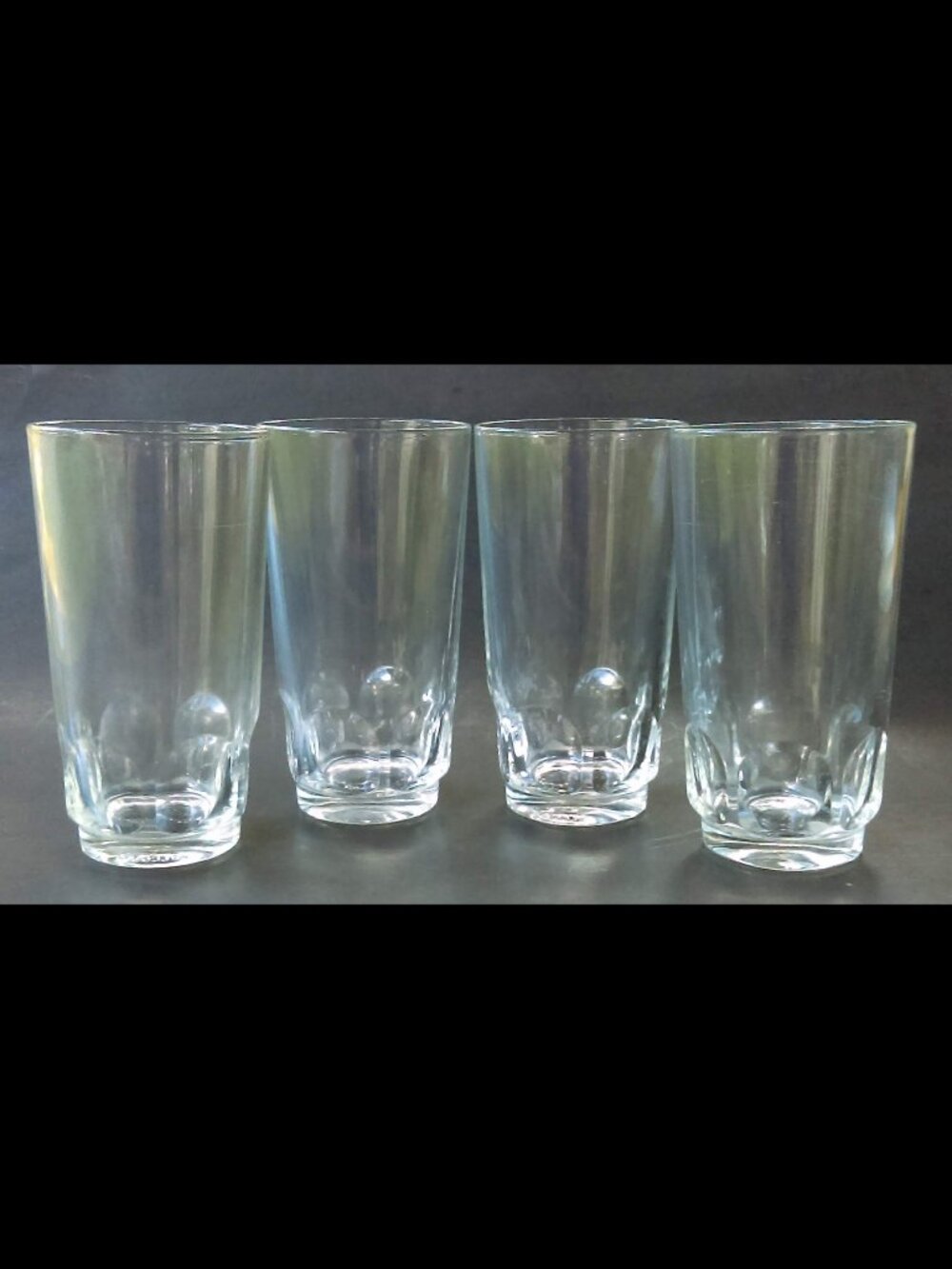 Arcoroc France Petale Petal Thumbprint Clear Glasses Tumblers 5-1/2" Tall 10 oz.